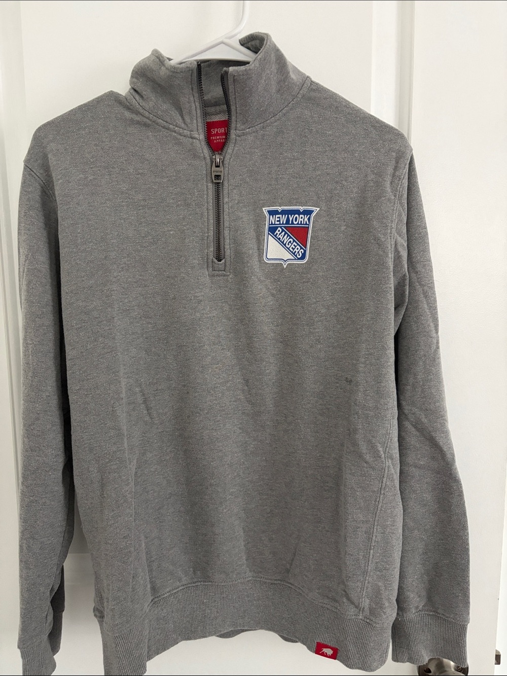 New York Rangers Grey Quarter-Zip Pullover Sweatshirt